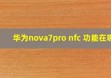 华为nova7pro nfc 功能在哪